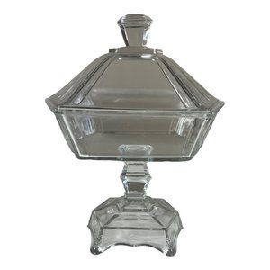 Early American Glass Compote Dish‎ With LId